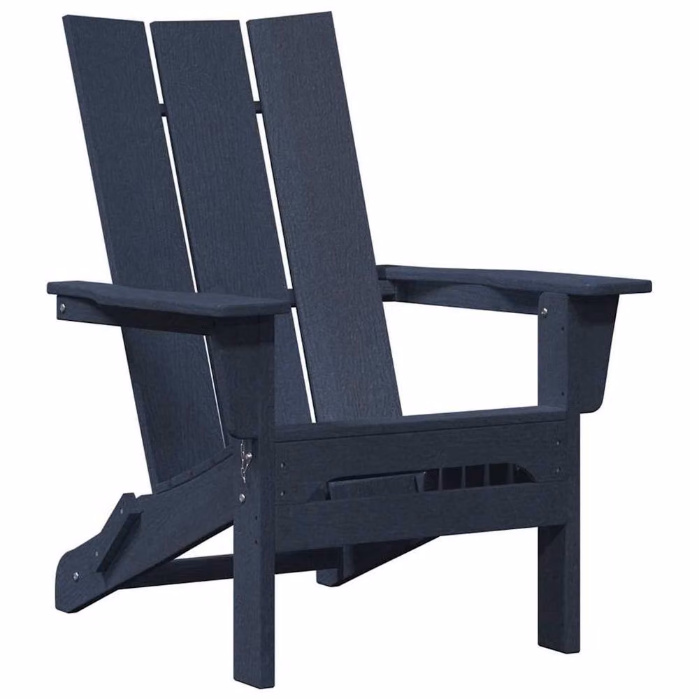 Berkfield Home Classic Folding Adirondack Chair in Navy Blue, W/D/H: 74.5 x 80.5 x 90 cm – 2
