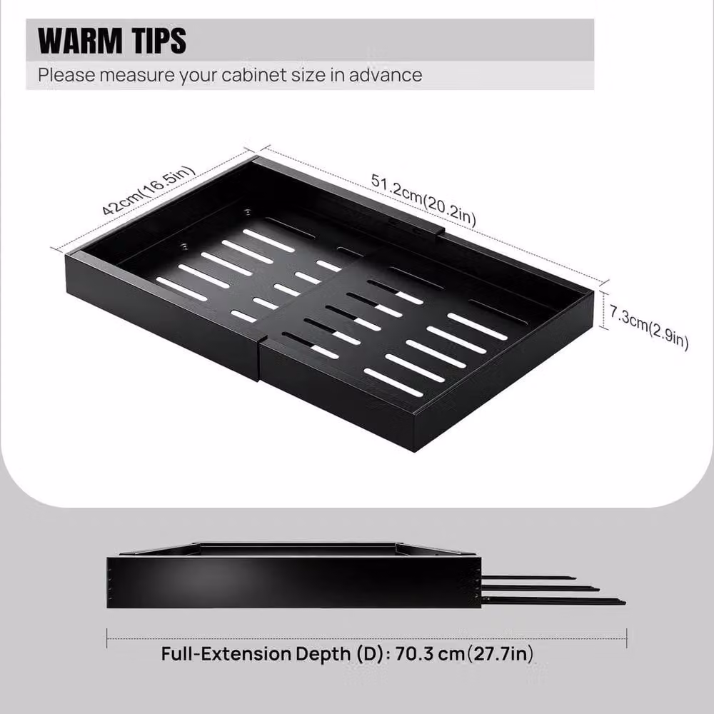 PAWNORA Black Metal Slide Out Kitchen Drawer Racks – 2