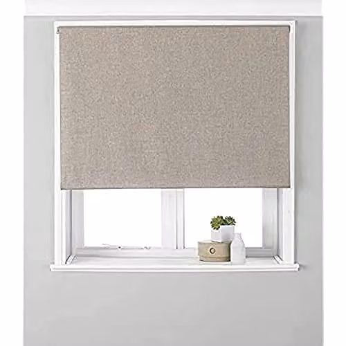 Riva Home Eclipse Blackout Roller Blind in Sand/Beige Polyester, W: 61 cm, H: 162 cm – 1
