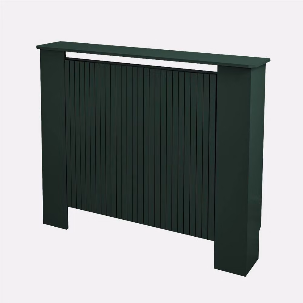 OHS Ribbed Medium Radiator Cover in Dark Green Matt Slatted Engineered Wood – 2