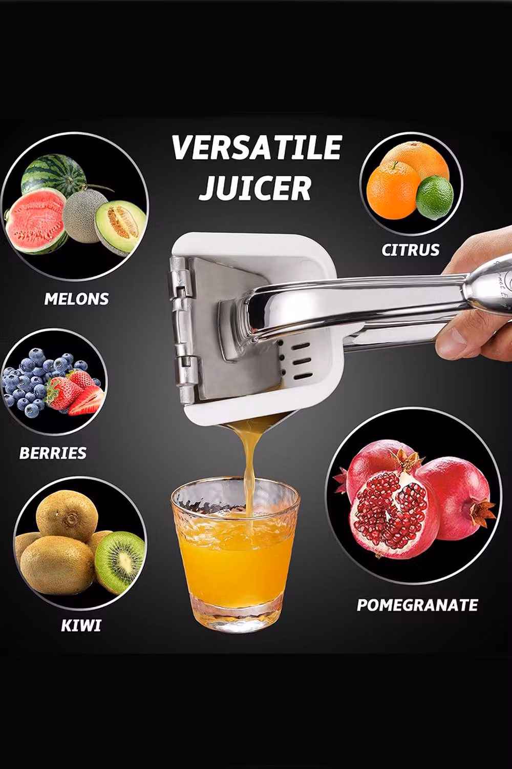 Gourmet Easy Stainless Steel Manual Citrus Press Juicer in Silver with Ergonomic Grip – 2