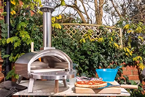Monstershop Fresh Grills Premium Portable Outdoor Pizza Oven in Silver with Stainless Steel Construction and Built-in Thermometer – 4