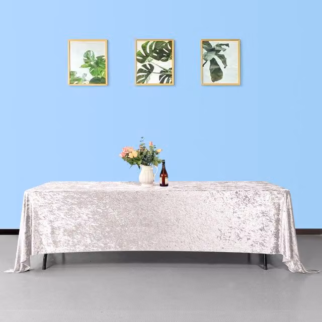 Trimming Shop Plain Blush Pink Crushed Velvet Rectangular Tablecloth, 366 cm