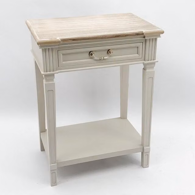 Minster 1 Drawer Wood Side Table in White, W: 60 cm, D: 40 cm, H: 78 cm – 1