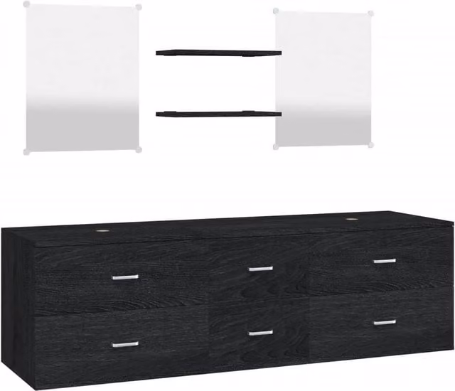 Berkfield Home 5 Piece Modern Black Matt Bathroom Furniture Set – 1