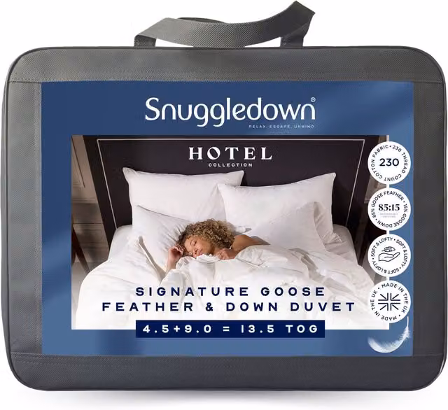 Snuggledown Hotel Goose Feather and Down All Seasons Duvet, 13.5 Tog (9 + 4.5 Tog), White, Super King – 1