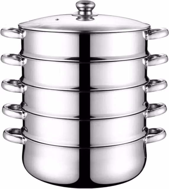 Kelvenix 5 Tier Stainless Steel Steamer Pot, Silver, 28 cm – 1