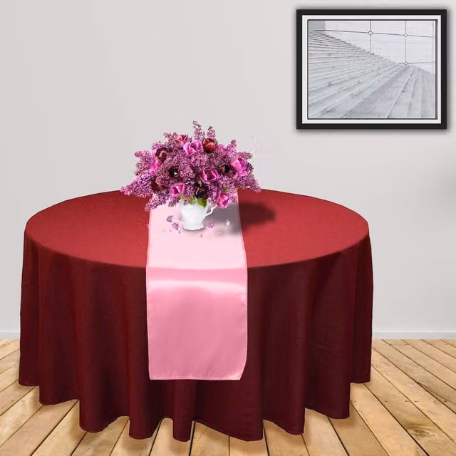 Trimming Shop Plain Satin Table Runner in Pink