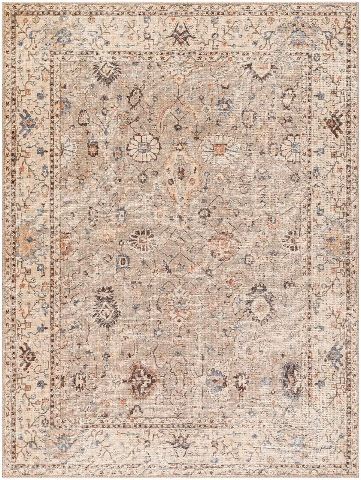 Livabliss Becki Owens Davine Traditional Boho Woven Living and Dining Room Rug in Grey, Brown and Blue, W: 200 cm, D: 275 cm