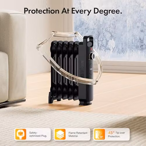 VonHaus 800W Oil Filled Radiator in Black – 3