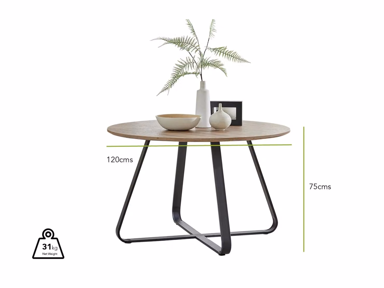 FurnitureboxUK Santorini Brown Round Dining Table and Pesaro Black Chairs with Silver Legs – 3