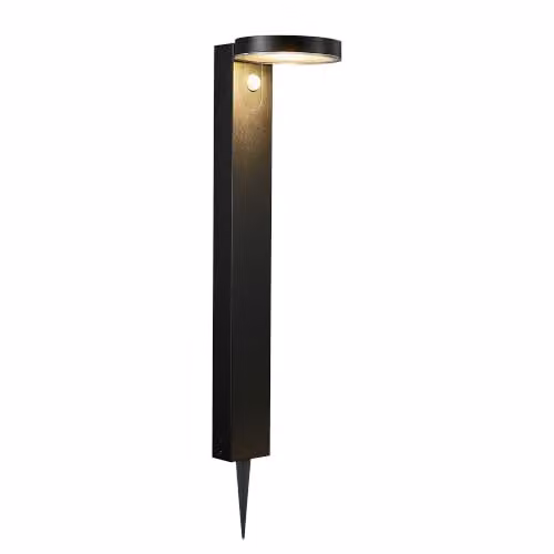 Nordlux Rica Solar LED Outdoor Post Light in Black Stainless Steel with Motion and Dusk Sensors