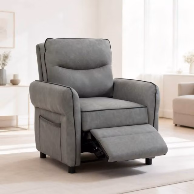 ERGOVEXA Grey Accent Tub Chair with Armrests and Synthetic Leather Upholstery