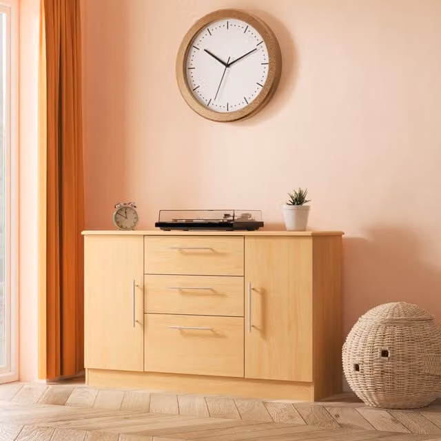 Sherwood Modern Oak 2 Door 3 Drawer Unit in Brown