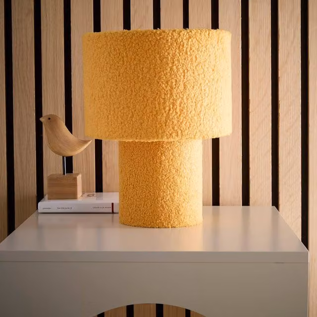 K LIVING Osaka Teddy Velvet Table Lamp in Yellow – 1