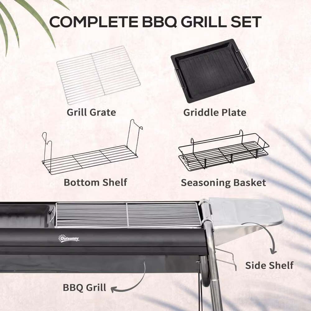Rolipo Charcoal BBQ Cart Grill, Black, W/D/H: 75 x 63 x 63 cm – 4
