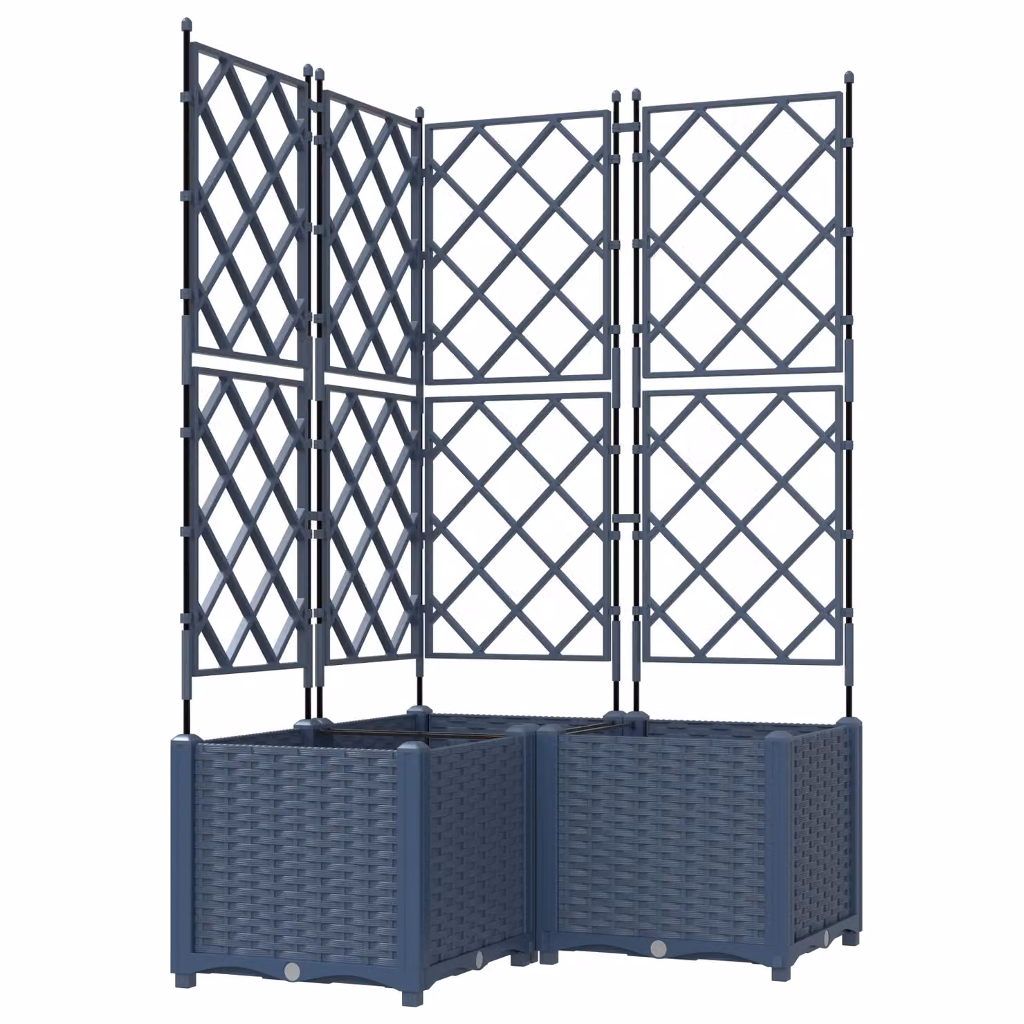 Berkfield Home Garden Planter with Trellis, 3 Piece Metal Set, Grey, W/D/H: 80 x 80 x 143 cm – 2