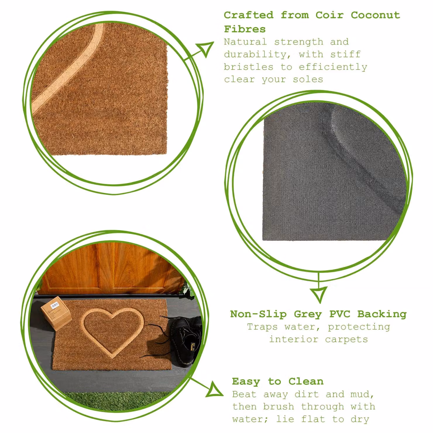 Nicola Spring Coir Door Mat Set of 2, Brown and Black, W/D: 60 x 40 cm – 6