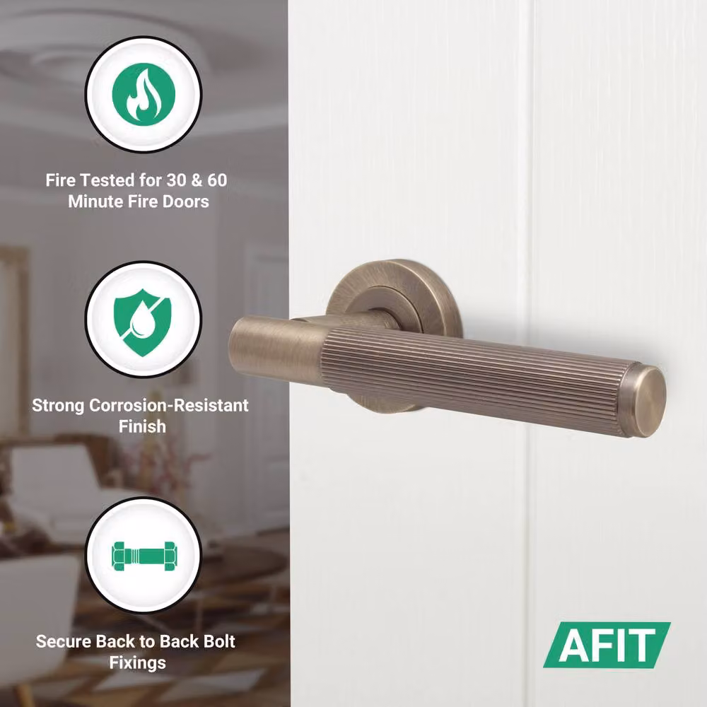 AFIT Antique Brass Internal Lever On Rose Door Handle Set, Bronze, 5 Pack – 2