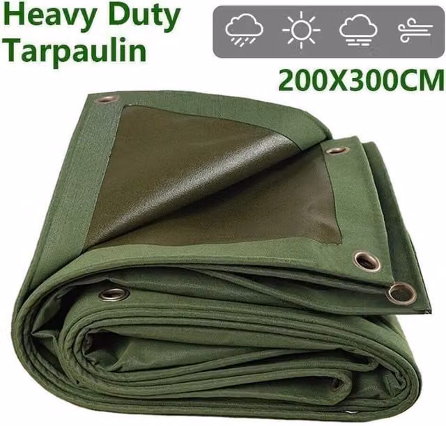 SPETLEK Heavy-Duty Army Canvas Tarp Tarpaulin in Green, 1.25kg