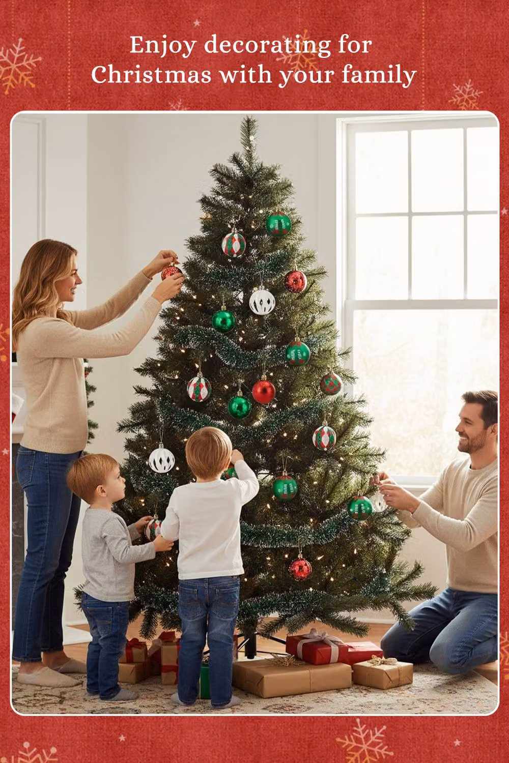 Living and Home 30-Piece Multicolour Christmas Ornament Set with Hanging Baubles in Grid, Cutout and Stocking Designs – 2