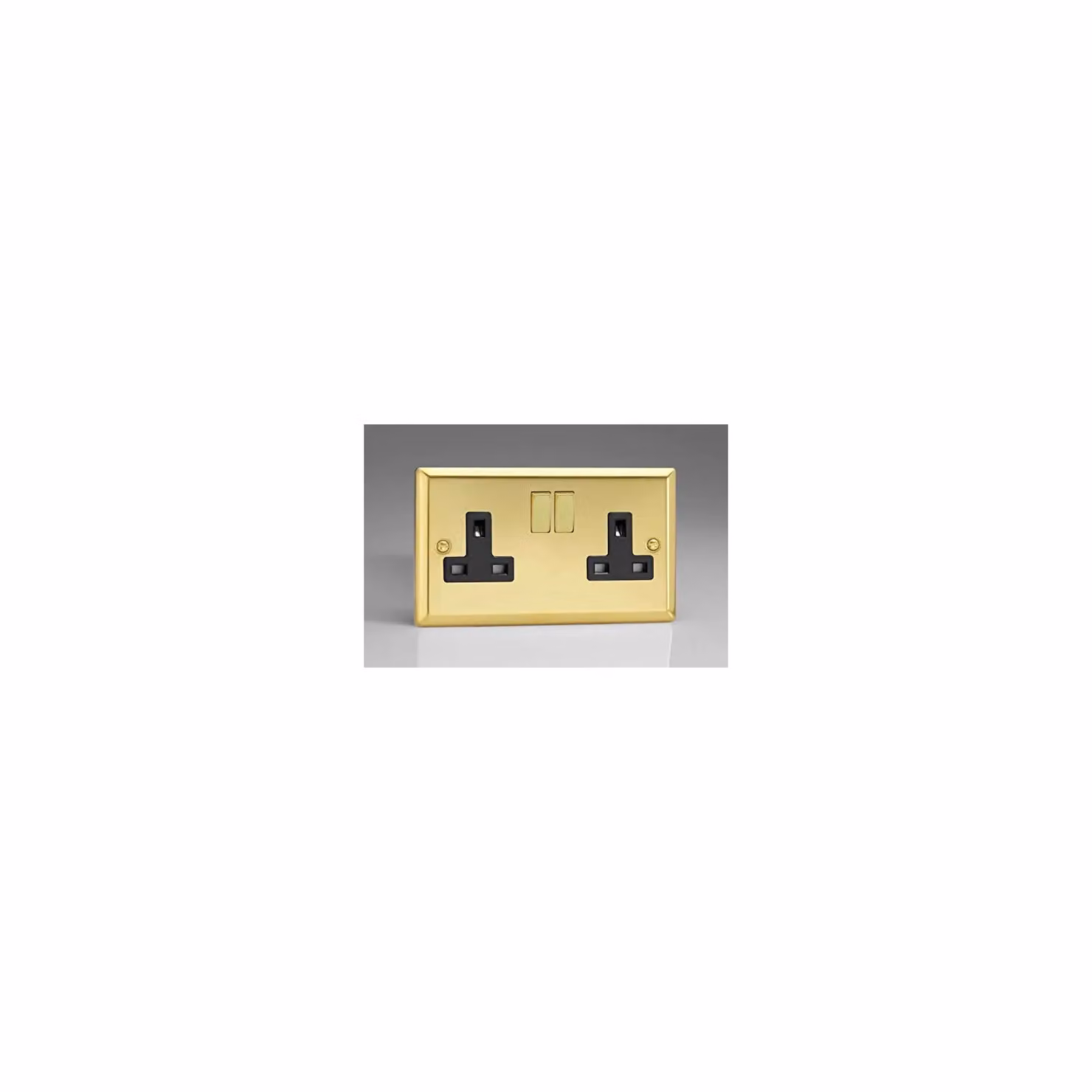 Varilight XV5DB 13A 2-Gang Switched Socket in Black Victorian Brass and Yellow – 2