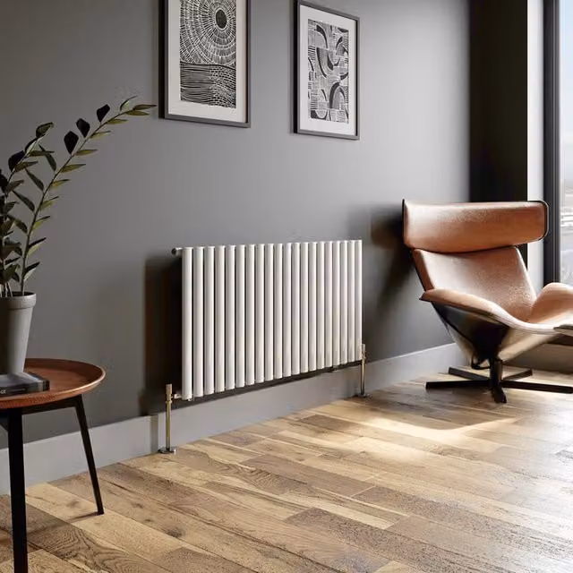 Temprazo Vertical Oval Tube Single Panel Designer Radiator in White, H: 180 cm, W: 48 cm
