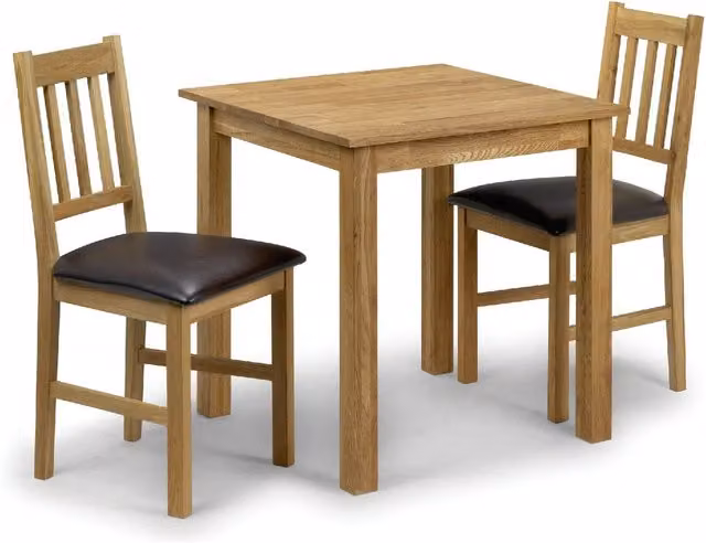 Julian Bowen Classic Oiled Oak Square Dining Table and 3 Chairs Set in Brown