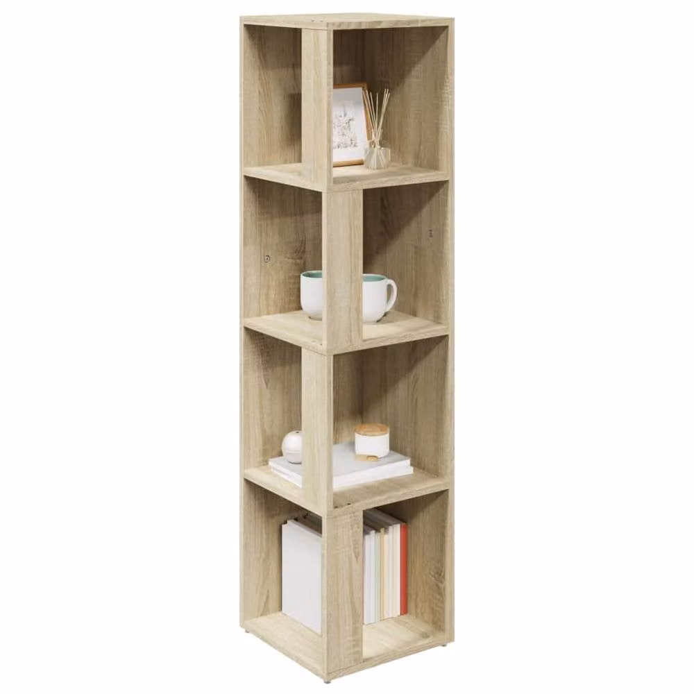 Berkfield Home Corner Cabinet in Sonoma Oak and Beige, W/D/H: 33 x 33 x 132 cm – 3