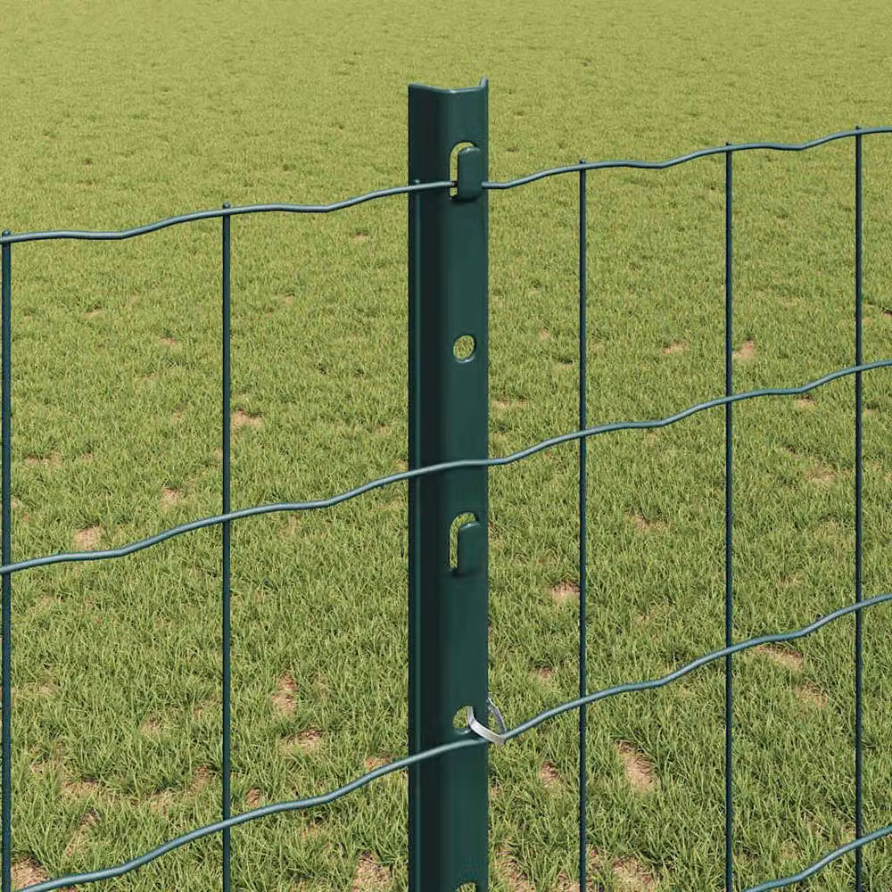 Berkfield Home Green Euro Fence with 11 U-Posts, Powder-Coated Steel, 2 x 25 m – 3