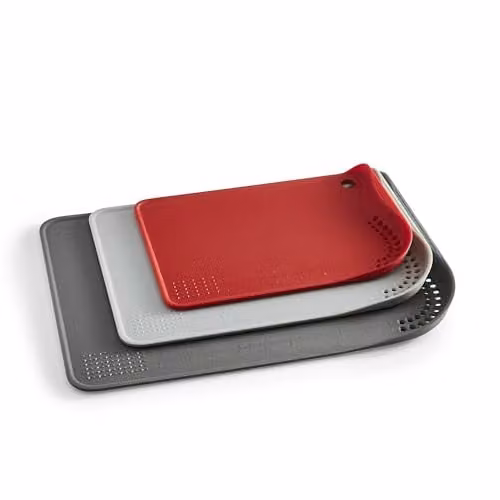 Morphy Richards 3 Piece Rectangular Silicone Cutting Board Set in Red or White with Non-Slip Feet and Dishwasher Safe Design – 1