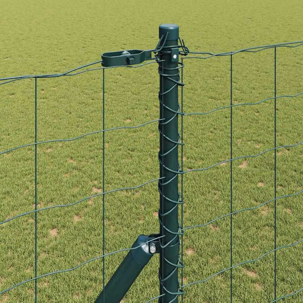 Berkfield Home Euro Fence with 7 Posts, Green Galvanised Steel, W: 10 m, H: 1.5 m – 3