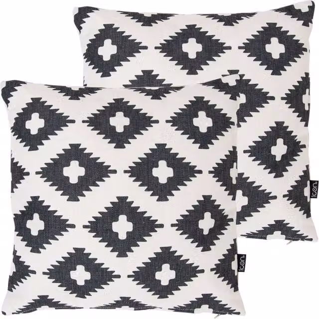 ICON Geometric Diamond Print Outdoor Cushion Set of 2 White