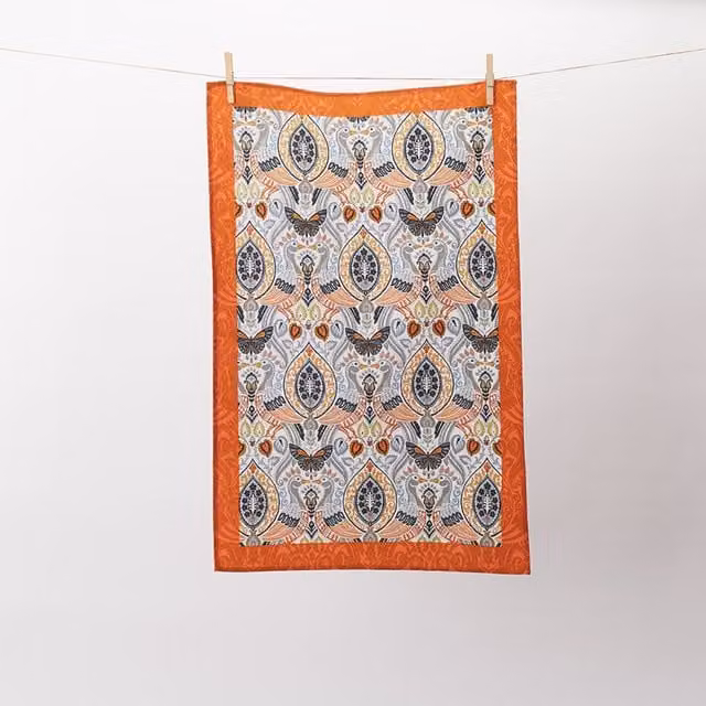 Ulster Weavers Cotswold Floral Cotton Tea Towel in Orange