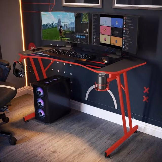 X Rocker Panther Evo Gaming Desk, Red, W: 120 cm, D: 60 cm, H: 74 cm – 1