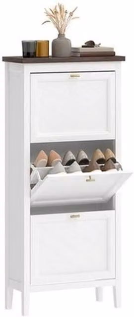 NESTLUNE White Shoe Cabinet with 3 Tilting Compartments, W/D/H: 100 x 26.5 x 100 cm – 1