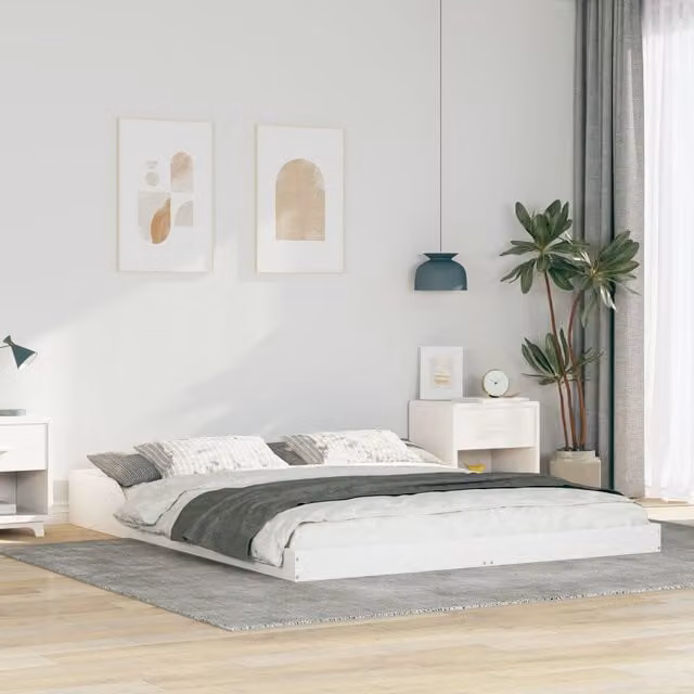Berkfield Home White Solid Pine Wood Bed W/D/H: 140 x 220 cm – 1