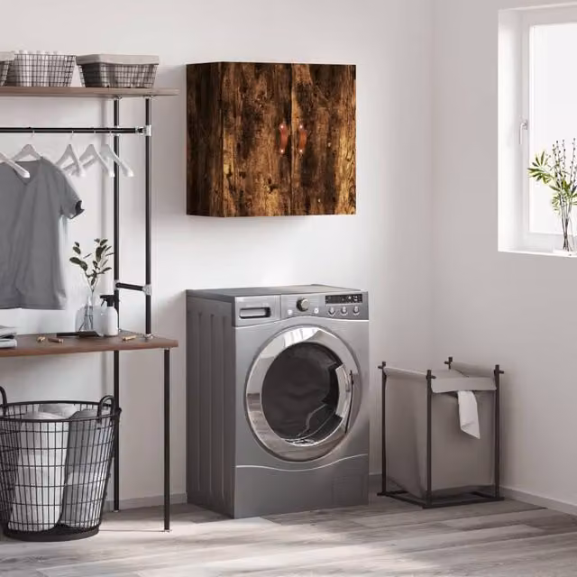 Berkfield Home Smoked Oak Wall Cabinet, Brown, W/D/H: 60 x 31 x 60 cm