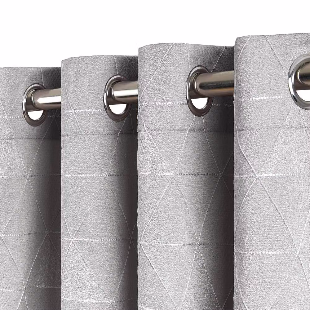 New Edge Blinds Siena Geometric Unlined Jacquard Eyelet Curtains in Silver Grey, Width: 117 cm, Drop: 183 cm – 2