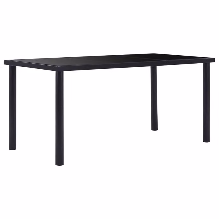 Berkfield Home Modern Rectangular Dining Table in Black with Tempered Glass, W/D/H: 160 x 80 x 75 cm