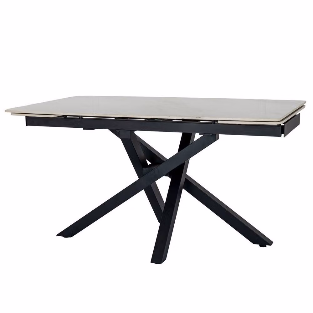Lemon Pavilion Furniture and Decor Romanby Stone Extending Dining Table in White, W: 210 cm, D: 90 cm, H: 76 cm – 2