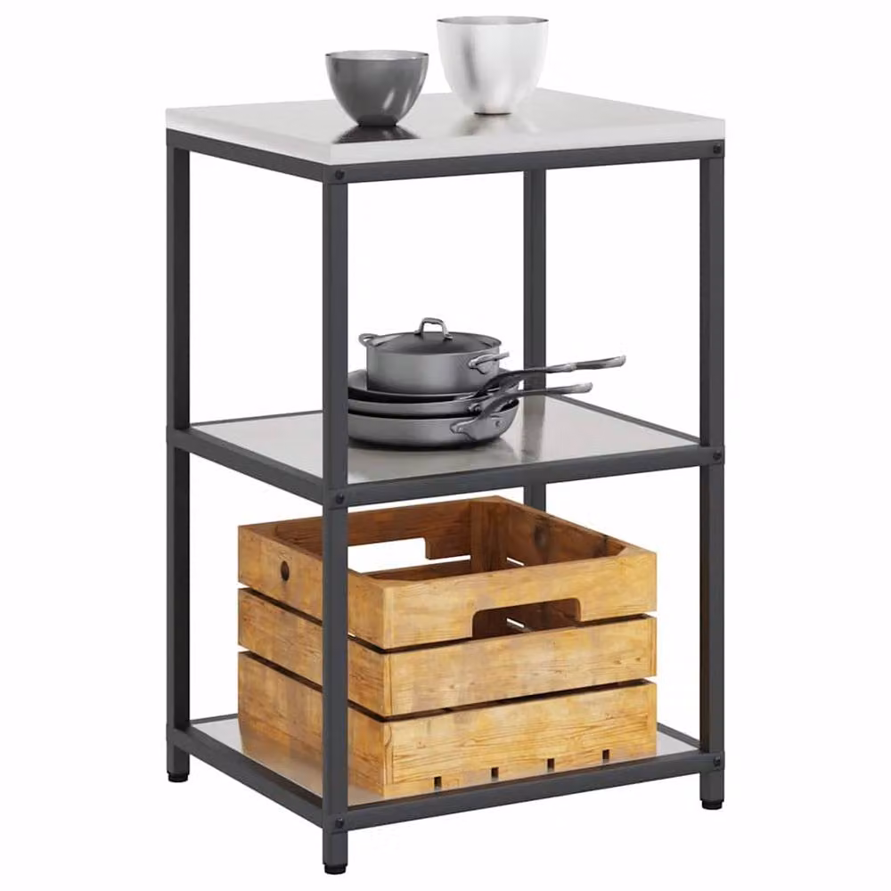 Berkfield Home Kitchen Storage Shelf in Silver Stainless Steel – 3