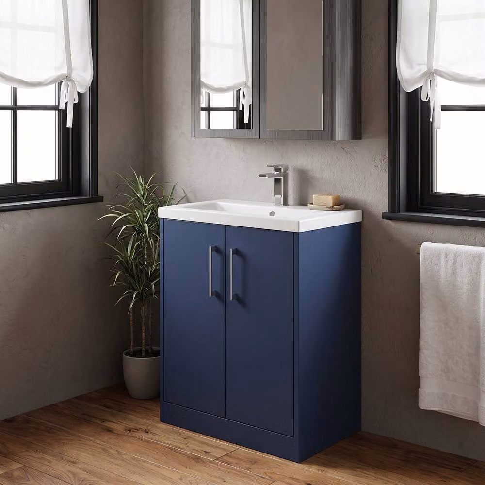 Balterley Winshill Contemporary 2 Door Freestanding Bathroom Vanity Unit, Blue, W: 60 cm – 2