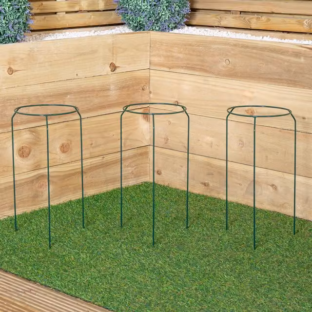 Samuel Alexander Pack of 3 Green Metal Herbaceous Garden Plant Support Rings, Small