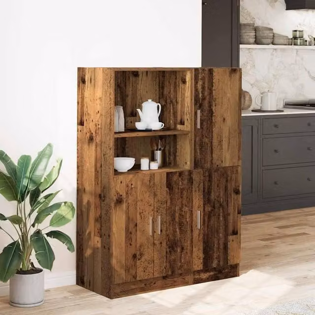 Berkfield Home 2 Piece Rustic Kitchen Cabinet Set in Brown, W/D/H: 95 x 41.5 x 131.5 cm – 1