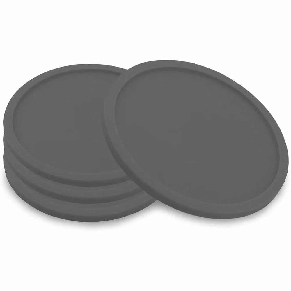 FLAVORA 4x Non-Slip Heat Resistant Silicone Coasters and Placemats, Grey – 4