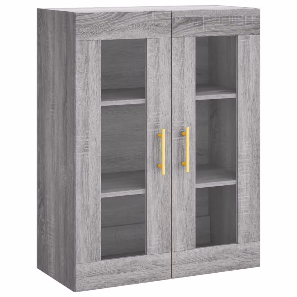 Berkfield Home Wall Mounted Cabinets with Glass Doors, 2 Piece Set in Grey Sonoma Matt Finish – 3