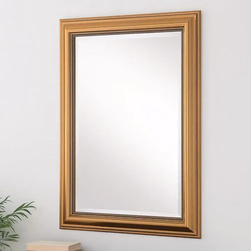 Yearn Mirrors Classic Gold Beaded Rectangular Hanging Mirror W: 131 cm, H: 77.5 cm – 3