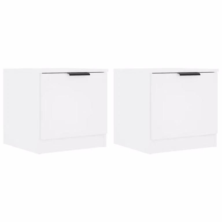 Berkfield Home Set of 2 White Bedside Cabinets, W/D/H: 40 x 39 x 40 cm