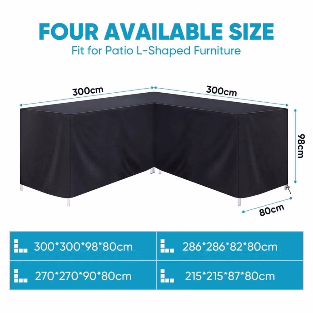 Nordara Waterproof Outdoor Garden Furniture Cover in Black, W: 300 cm, H: 98 cm, D: 80 cm – 2